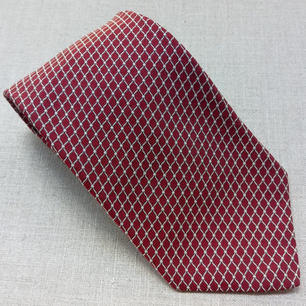 Ike Behar Men Red Silk Tie